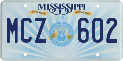 MS license plate MCZ602