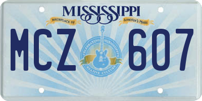 MS license plate MCZ607