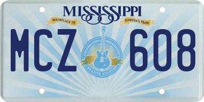 MS license plate MCZ608
