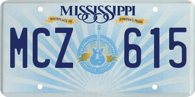 MS license plate MCZ615