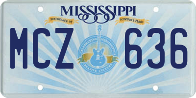 MS license plate MCZ636