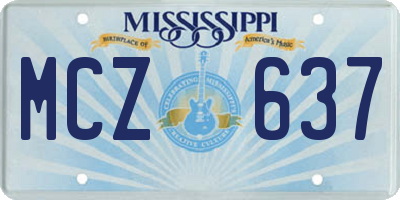 MS license plate MCZ637