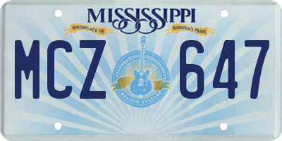MS license plate MCZ647