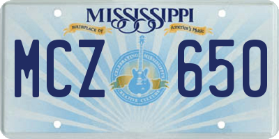MS license plate MCZ650