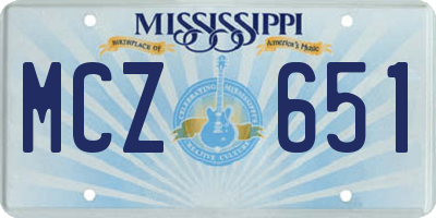 MS license plate MCZ651