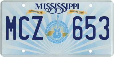 MS license plate MCZ653
