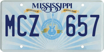 MS license plate MCZ657