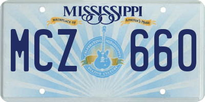 MS license plate MCZ660