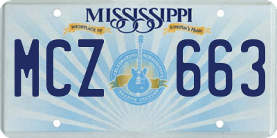 MS license plate MCZ663