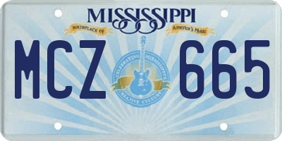 MS license plate MCZ665