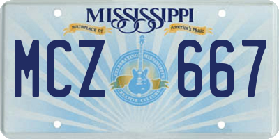MS license plate MCZ667