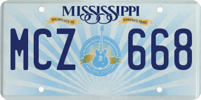 MS license plate MCZ668