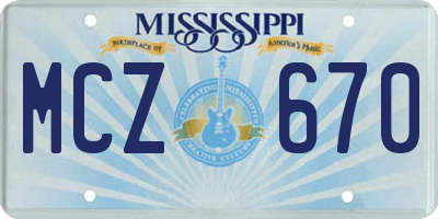 MS license plate MCZ670