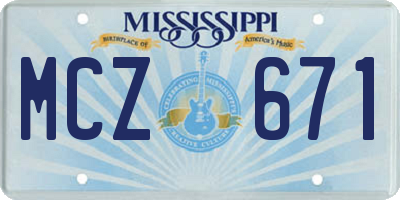 MS license plate MCZ671
