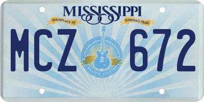 MS license plate MCZ672