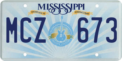 MS license plate MCZ673