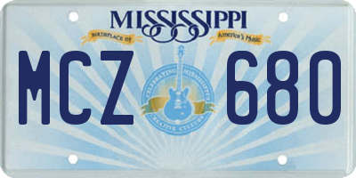MS license plate MCZ680
