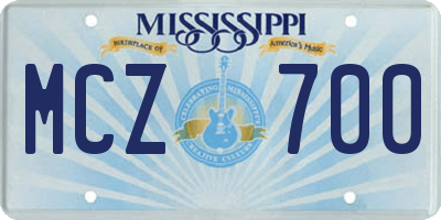 MS license plate MCZ700