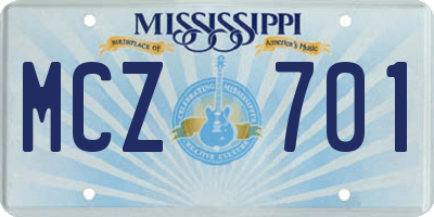 MS license plate MCZ701