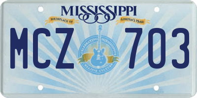 MS license plate MCZ703