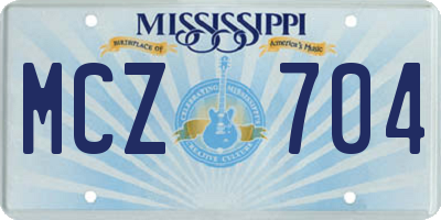MS license plate MCZ704