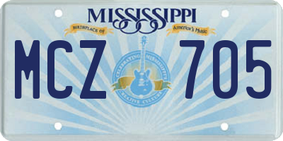 MS license plate MCZ705