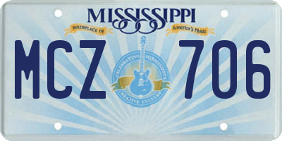 MS license plate MCZ706