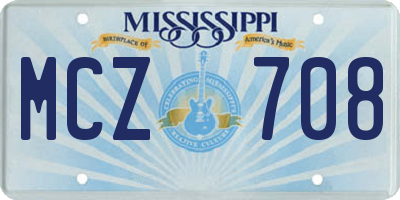 MS license plate MCZ708