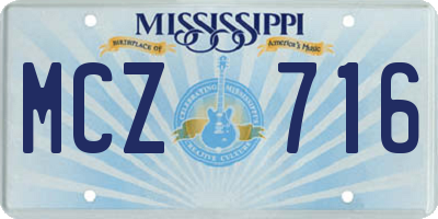 MS license plate MCZ716