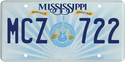 MS license plate MCZ722