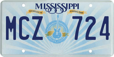 MS license plate MCZ724