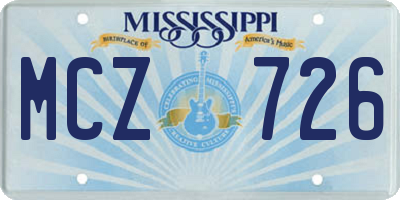 MS license plate MCZ726