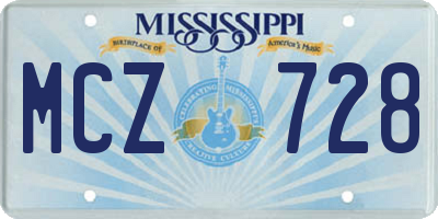 MS license plate MCZ728