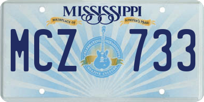 MS license plate MCZ733