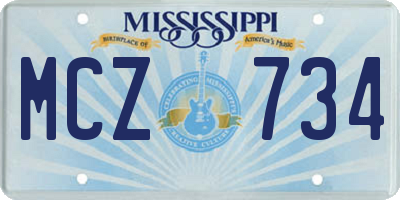 MS license plate MCZ734