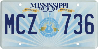 MS license plate MCZ736