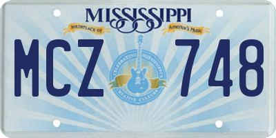 MS license plate MCZ748