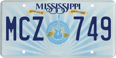 MS license plate MCZ749
