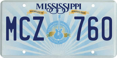 MS license plate MCZ760