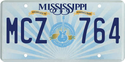 MS license plate MCZ764