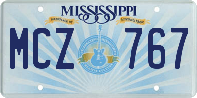 MS license plate MCZ767