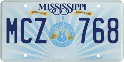 MS license plate MCZ768