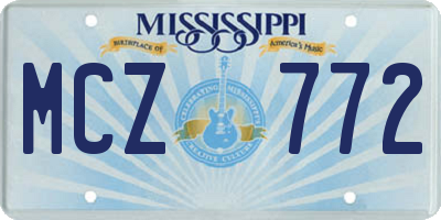MS license plate MCZ772