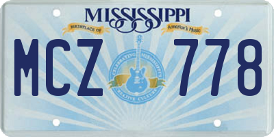MS license plate MCZ778