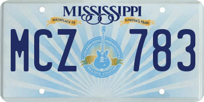 MS license plate MCZ783