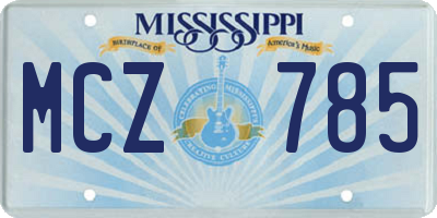 MS license plate MCZ785