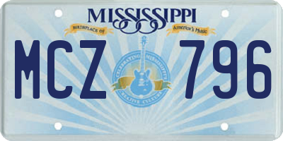 MS license plate MCZ796