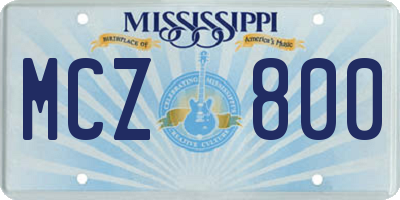 MS license plate MCZ800