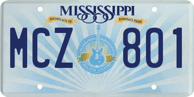 MS license plate MCZ801