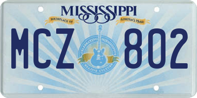 MS license plate MCZ802